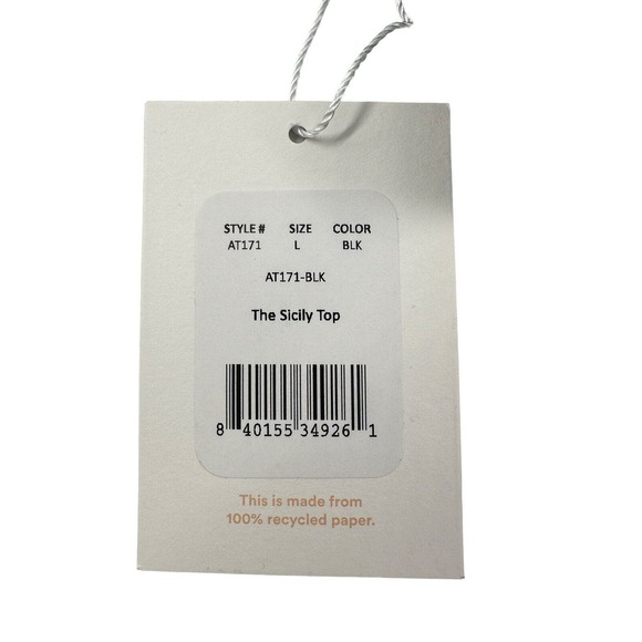 Andie Swim Black The Rockaway Scoop Neck Minimalist Bikini Top Size Large NWT - Picture 6 of 8